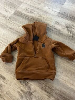 Carhartt Kids Half-Zip Hoodie in Brown